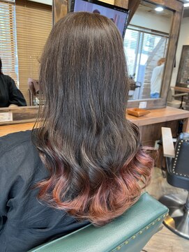 シュリット(schritt) グラデーションカラー/裾カラーピンクオレンジ　渋谷　SERA