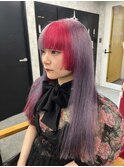 黒髪/前髪パーマ/グレーベージュ/レイヤーロング/インナーカラー