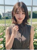 イメチェン 外ハネボブ 美髪 ワイドバング ホワイトブロンド