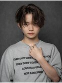 韓国ヘアカルマパーマコンマバングセンターパート黒髪ウルフ