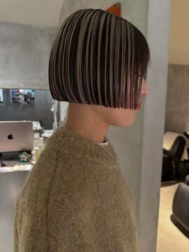 ハウ 心斎橋(how) 冬カラー透明感コントラストハイライト暗髪ミニショートボブ