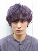 イメチェンハイトーンパープル無造作マッシュ