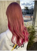 ピンクグラデーション+ピンクインナーカラー