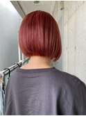ハイトーン10代20代ボブレッドカラー切りっぱなし