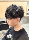 刈り上げマッシュ波巻きツイストスパイラルパーマメンズ