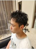 神戸メンズ　ツイスパ　波巻き　プードルパーマ　カット
