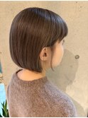 黒髪ボブルフネビージュ小顔ヘアワンレン