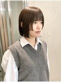 切りっぱなしボブ/姫カット/前髪カット/ブリーチなし/オリーブ