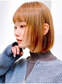 Say.ショートボブホワイトグレージュミニウルフぱっつん前髪青山