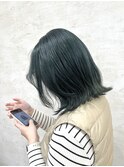 ディープカーキ/ボブ/カット/カラー/ブリーチ/トリートメント