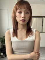 キノ(kino) オレンジブラウン顔周りレイヤーカット立川