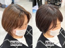 ティダスマイル 吉祥寺店(tida smile)の雰囲気（髪質改善白髪ぼかしBefore→After＊上品な大人カラー/ショート）