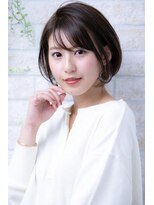 ヘアーアートシフォン 川口東口店(hair art chiffon)&nbsp;フリンジウェーブ&ココアブラウンの大人かわいい前髪耳かけボブ