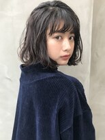 ヌー 代官山(nuu)&nbsp;・切りっぱなしボブデジタルパーマボブ前髪カットブルージュ黒髪