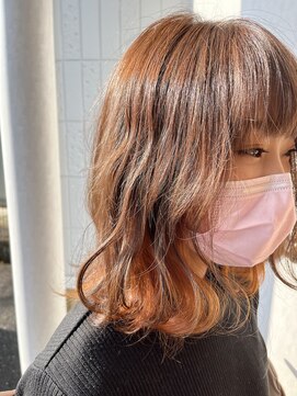 シロトータルデザイン(shiro total design) 抜け感アッシュブラウン×オレンジインナー