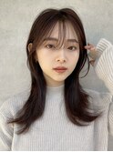 レイヤーロング黒髪グレーベージュ大人リラックスヘア/