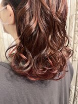 スリー(three)&nbsp;インナーカラー　ピンクカラー　レッドカラー