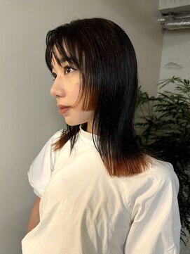 ノラ シブヤ(NORA) 姫カット/デザインカラー/オレンジカラー/顔周りカット