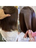 《地毛風シルクストレート》before/after