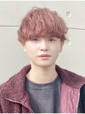 メンズナチュラルピンクマッシュWカラーブリーチ有