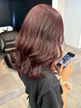 ミュラ(mulah) ブリーチなしダブルカラーチェリーレッド*くびれミディアムヘア