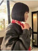 ボブブロンドベージュブリーチなしダブルカラーハイトーン透明感