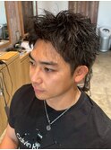 ツーブロックショート/アップバング/スタイリッシュウェーブ