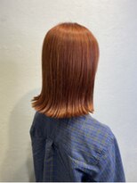 エイム ヘア リアム 調布店(eim hair liam) 赤っぽいオレンジっぽい　ロブヘア