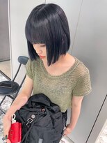 ジェム(GEM) 切りっぱなしミニボブ/ブルーブラック/ワイドバング