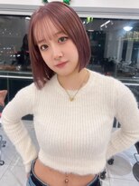 ランテルディ 渋谷(LANTERDIT)&nbsp;艶感　透明感　ピンクカラー　シースルーバング　ミニボブ