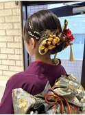 成人式ヘアカチモリヘアシニヨンヘア振袖金箔水引K20241025