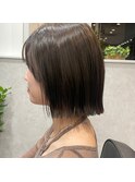 外ハネボブ/切りっぱなしボブ/オリーブベージュ