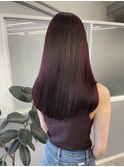 ブリーチ無しダブルカラーボルドーワインレッド髪質改善