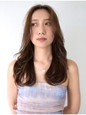 透明感チョコレートブラウンロングレイヤー20代30代大人美人