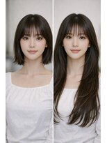 アフィーロ(ACHFILO)&nbsp;IVE風韓国ロングヘア　渋谷前髪エクステ｜韓国風シースルー前髪