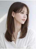 池袋 大人セミディ シースルーバング アッシュブラウン 髪質改善