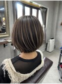 透明感抜群！お洒落ボブ!！コントラストハイライト×グレージュ