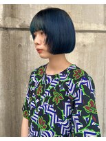ニコフクオカヘアーメイク(NIKO Fukuoka Hair Make)&nbsp;切りっぱなしボブ/ネイビーブルー/ネイビーカラー