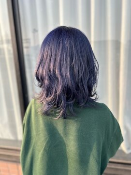 ミック ヘアアンドメイクアップ 直江津店(miq Hair&Make up) ブルーブラック×ソフトマッシュウルフ