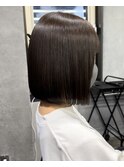 黒髪ボブ ショート 髪質改善 切りっぱなしボブ