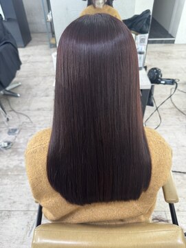アジールヘア 所沢プロペ通り店(agir hair) ワインレッドブリーなしカラーアプリコット所沢