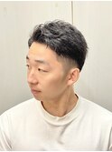 メンズビジネス毛流れニュアンスパーマツーブロック理容室