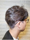 40代50代60代×ツーブロックショート×パーマ×ヘアマニキュア