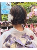 着物　推し活　　ミディアム　ツインヘア　ヘアセット　大阪
