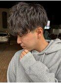 ミニウルフチェリーブラウンホワイトグレージュフェザーパーマ