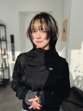 ギグスダブル 栄店(gigs double) ショートミディ/ウルフ/顔まわりカット/デザインカラー