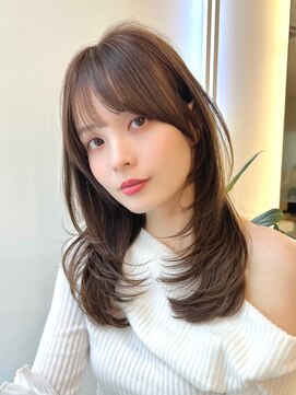 シティーバイローウェ 表参道(City/louwe) ミディアムレイヤーカット/オリーブベージュ/20代30代40代