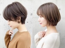 ひし形シルエットのショート、丸みのあるショートボブが得意