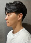 メンズセンターパートウルフセンターパートニュアンスパーマ襟足