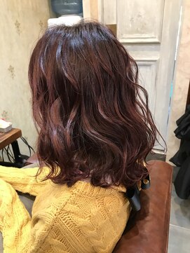 ジョージ(Jo-Ji) チェリーレッド×ロブ♯ハイライト♯インナー♯ブリーチ